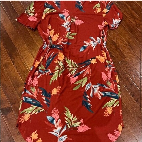 Christian Siriano rust tropical print dress size large - Picture 5 of 7